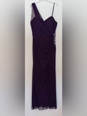 Xscape One-Shoulder Deep Purple Evening Gown